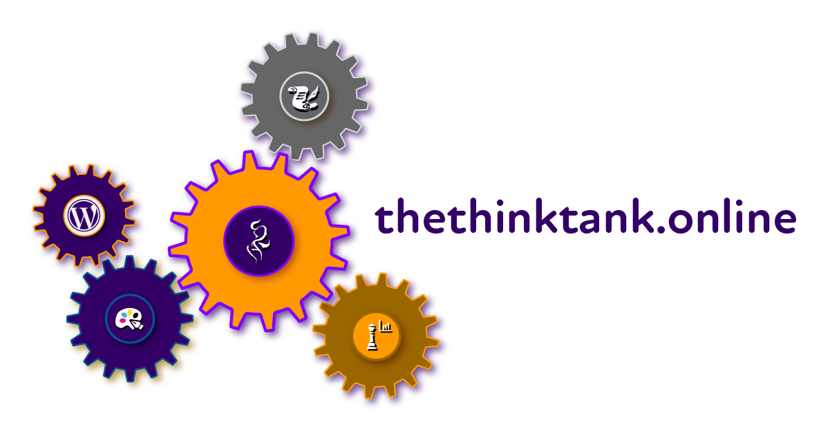 The ThinkTank.Online primary logo, featuring some cogs around our various logos in our favorite font.