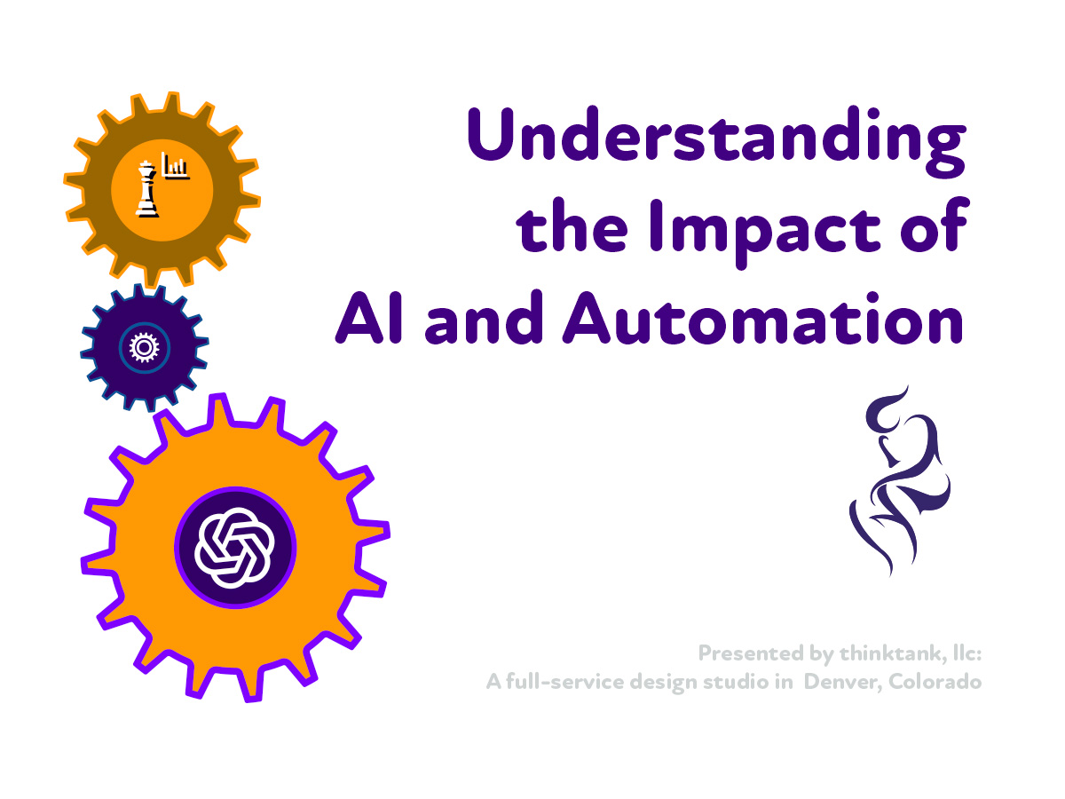 Cover art for the article "Understanding the Impact of AI and Automation," depicting the title and some cogs with various logo at their centers.