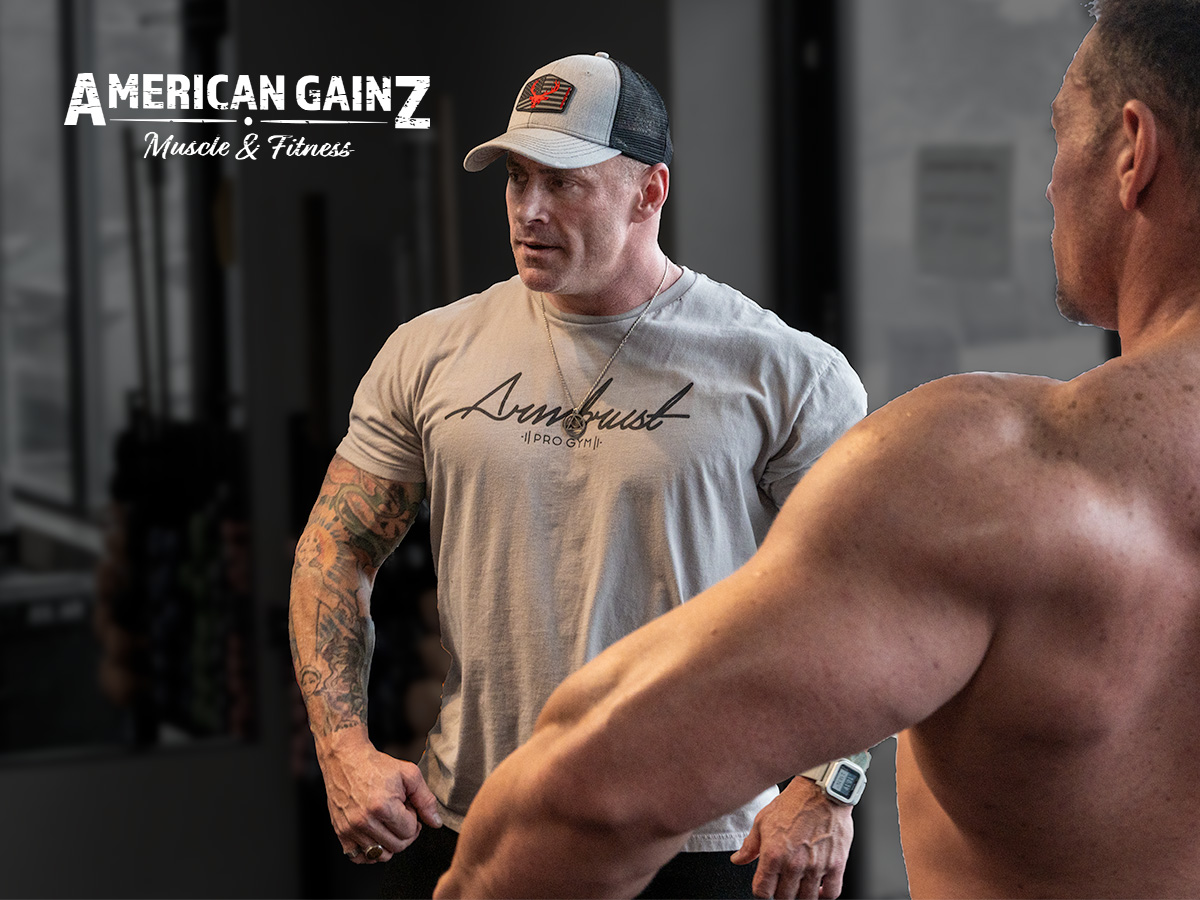 Our client, Greg Maloney with American Gainz Muscle and Fitness looking relaxed and focused at an Armbrust Pro Gym posing class in February 2024.