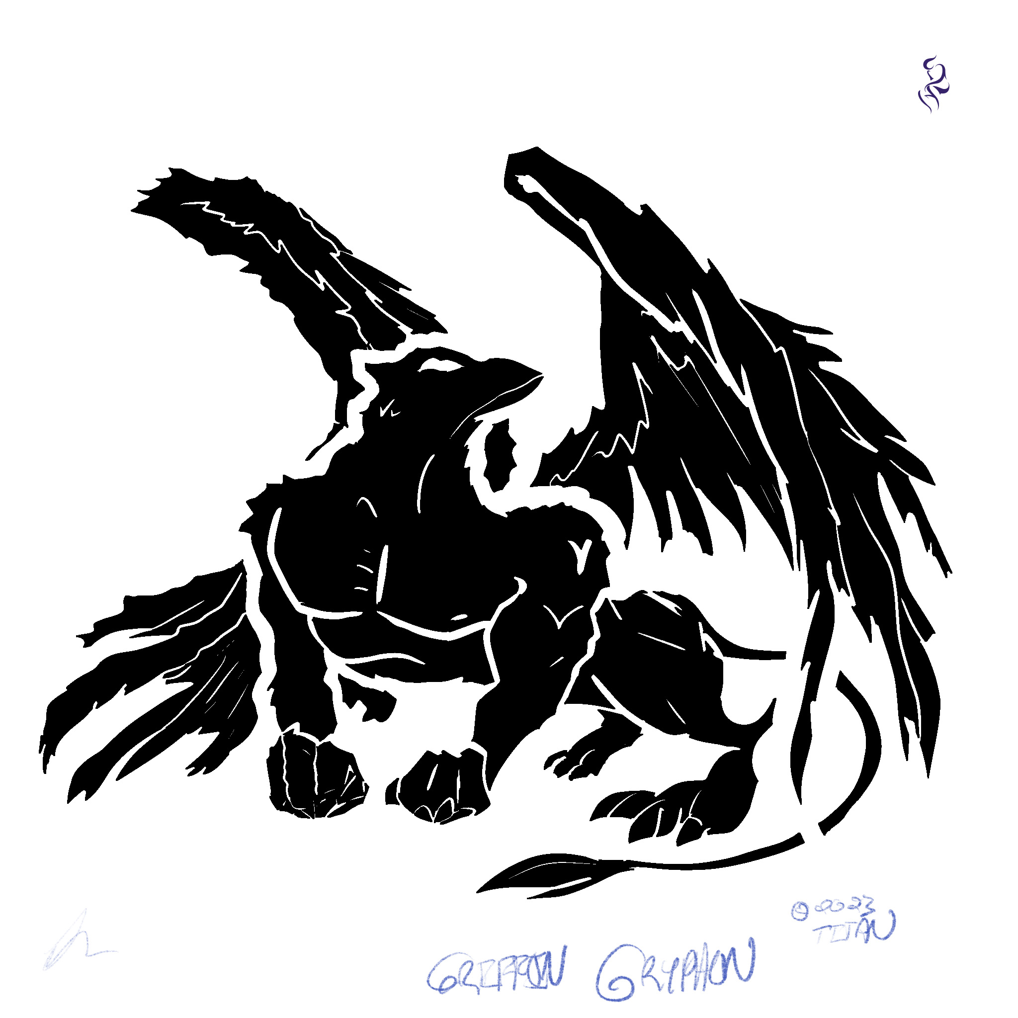 Version 2 of a logo concept for a client, this version of a Gryphon more generally swole and badass, with some epic wings.